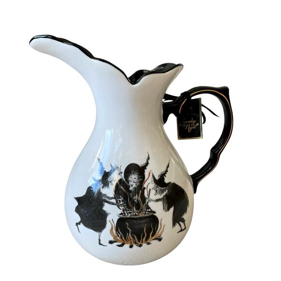 Potters Studio Witch’s Brew Halloween Pitcher 12in Flying Witch on Broom Spooky - Picture 1 of 15